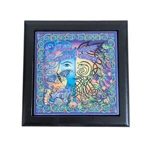 Jen Delyth Velvet Lined Ceramic Tiled Small Trinket Box Garden Design